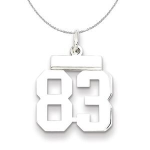 Silver, Athletic Collection, Small Polished Number 83 Necklace - 24 In